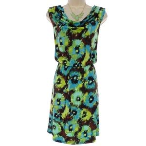 XL X-LARGE NWT▪️DRAPED NECK BLOUSON PRINT DRESS